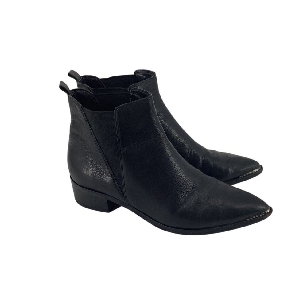 Marc Fisher Womens 6 MLYALE Ankle Cowgorl Boots Black Leather Pointed Toe Qualit - Picture 4 of 6